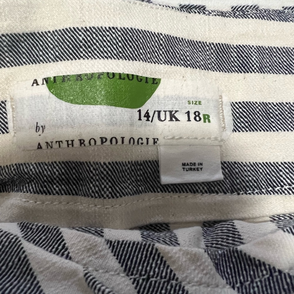 Anthropologie Navy and White Striped Pencil Skirt